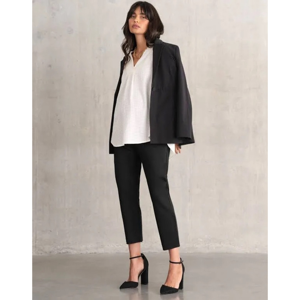 Seraphine Black Maternity Ponte Roma Trousers US 4 Zip Cuff Workwear